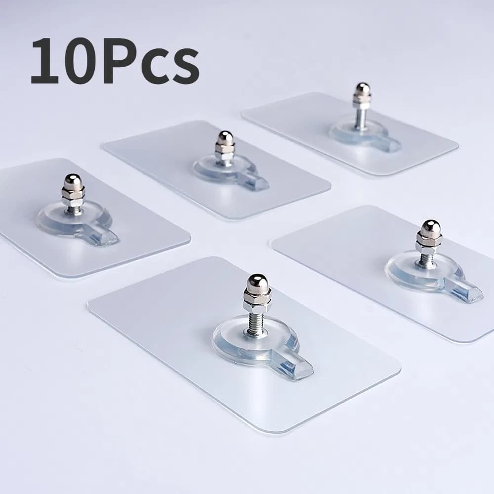 10pcs Self Adhesive Nut Screw Wall Hook, Adhesive Wall Screw Hook Hanger thumbnail 3