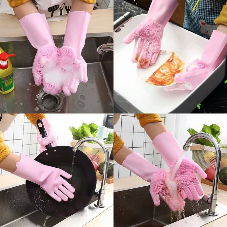 Silicone Dish Washing Gloves – Waterproof & Flexible Kitchen Gloves for Safe Dish Cleaning thumbnail 5
