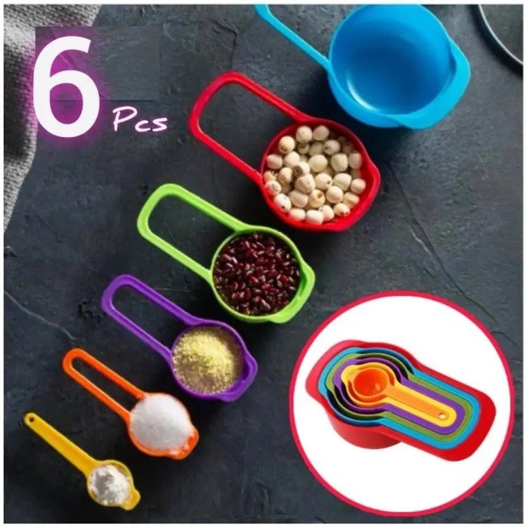6 Pcs Measuring Cup & Spoon Set – Kitchen Measurement Tools