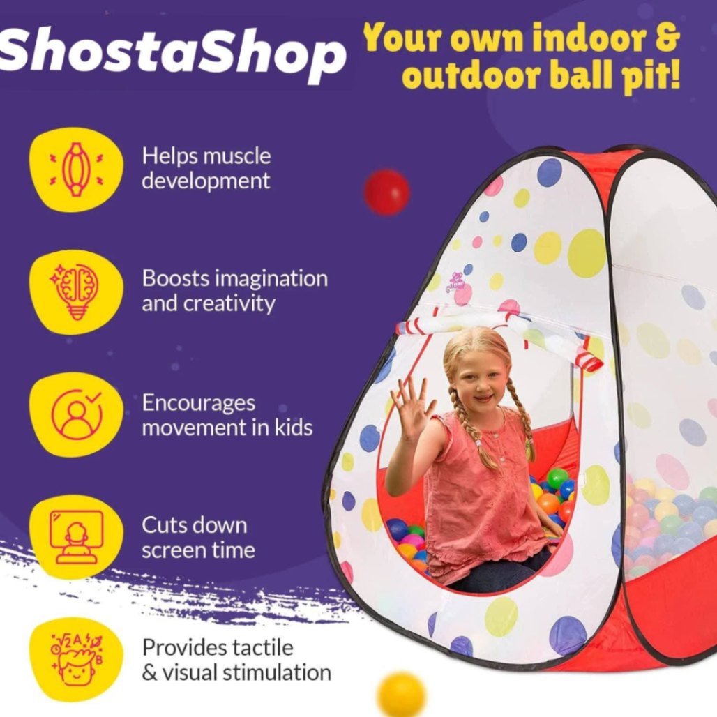 Ball Pit Tent Play House for Kids – 50 Colorful Balls, Indoor & Outdoor Play Tent, Kids Magic Game thumbnail 3