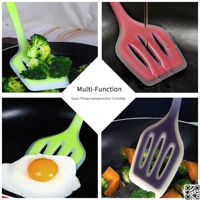 Silicone Cooking Spoon 12 Inch – Non-Stick Slotted Turner Spatula thumbnail 4