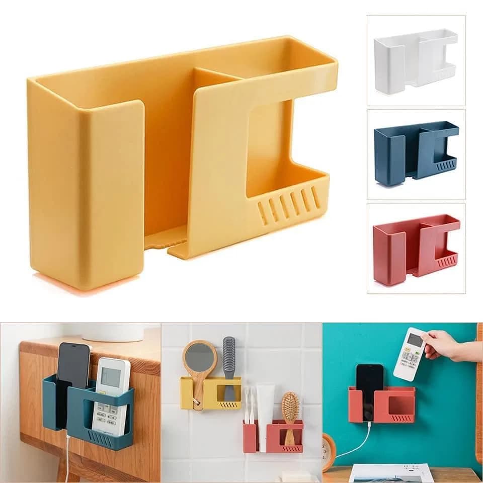 Wall Mount Mobile And Remote Holder, 2-in-1 Mobile Phone Charging Stand and Multipurpose Storage Holder Bracket