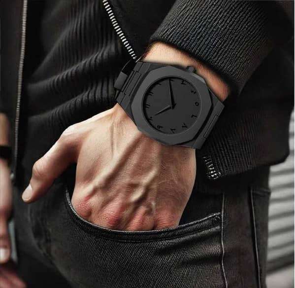 Arabic Black Aura Watch, Aura Minimalist Matte Black Arabic Numerals Analog Watch for Men and Women thumbnail 7