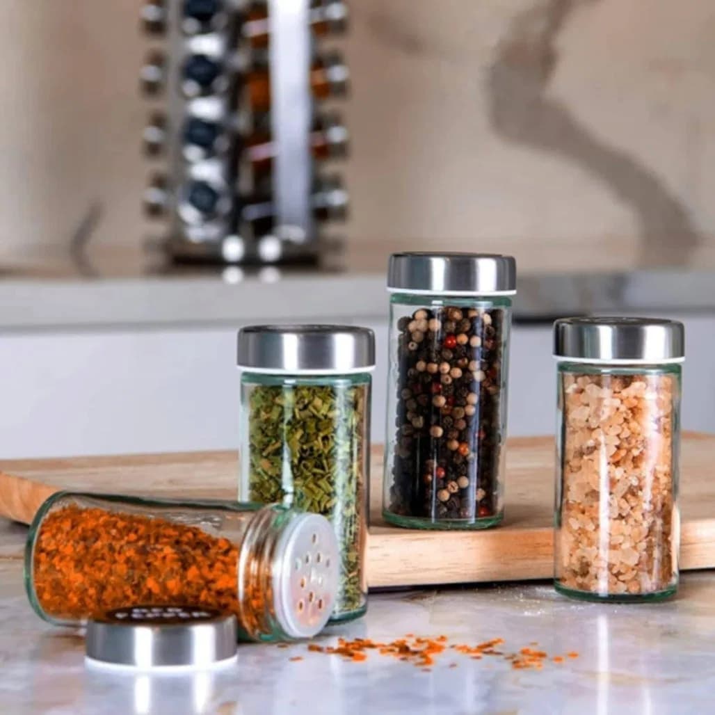 Spice Carousel 16 Jar Rotating Spice Rack Set, 16 Spice Jars with 360 Rotating Spice Carousel, Tower Organizer for Kitchen Countertop or Cabinet thumbnail 4