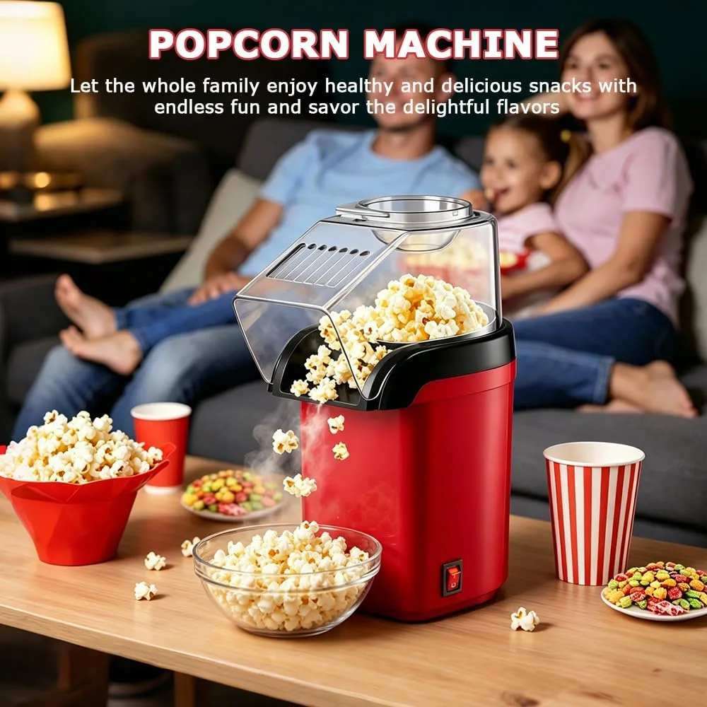 Hot Air Popcorn Machine, Mini Hot Air Popcorn Maker Without Oil, 1200W Popcorn Machine thumbnail 7