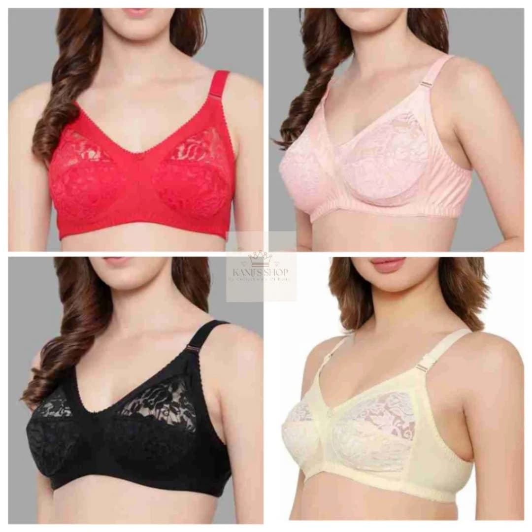 4 Pcs Net Bra For Women and Girls, 4pcs Multicolor Soft Comfortable Net Cotton Bra for Sexy Women and Girls