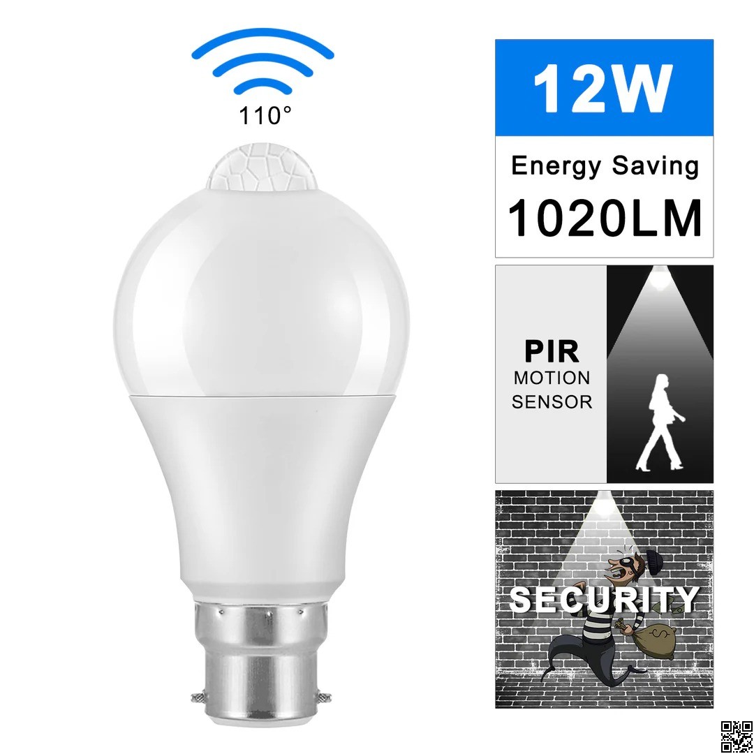 LED Motion Sensor Light Bulb 15W | Smart PIR Auto On/Off Night Light thumbnail 2