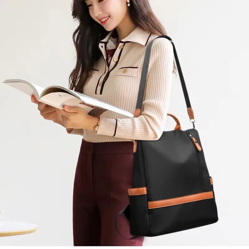 Women Large Capacity Outdoor Tote Bag (Orange/ black) thumbnail 6