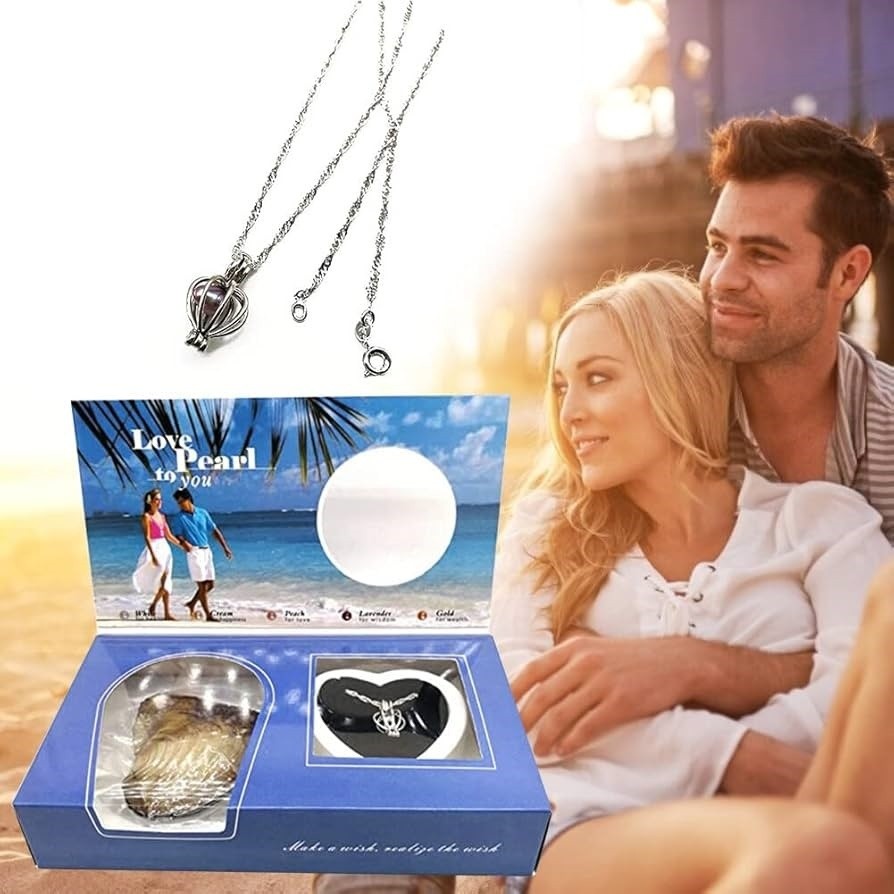 Love Wish Pearl Pendant Necklace Gift Box Natural Oyster Pearl Necklace Romantic Jewelry Gift for Birthday thumbnail 4