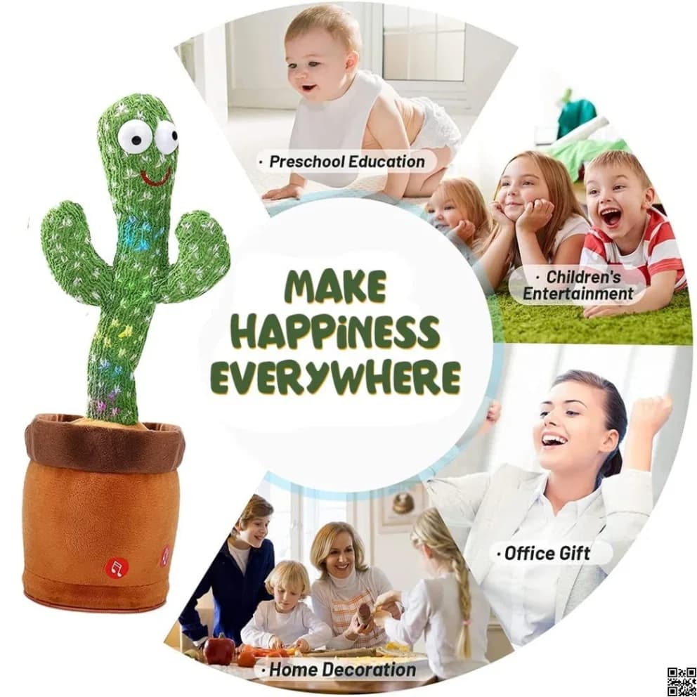 Rechargeable Dancing Cactus Toy Song Singing, Talking, Record & Repeating What You say Electric Cactus thumbnail 3