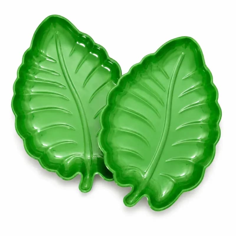 4pcs Combo kochu Leaf Dish Plate, Green kochu Leaf Shape Food Serving Plates thumbnail 3