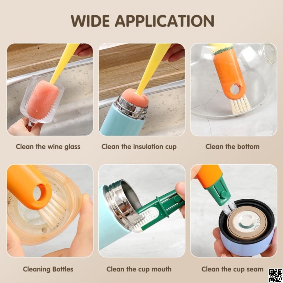 3 in 1 Multi Bottle Cleaning Sponge Brush – Kitchen & Bottle Cleaner thumbnail 6