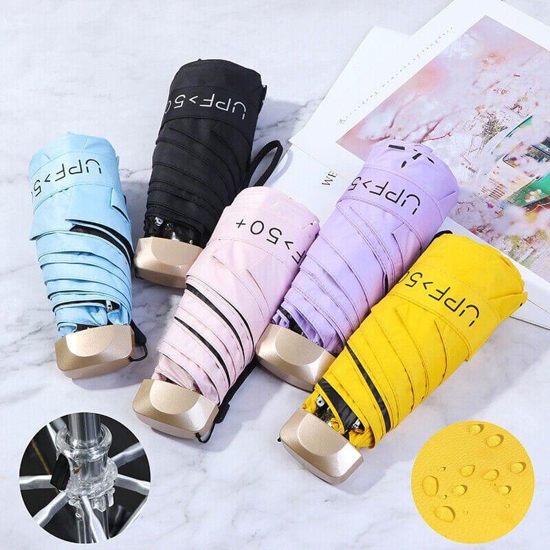 UV Protection UPF Small Travel Umbrella - Lightweight 3-Fold Compact Pocket Umbrella