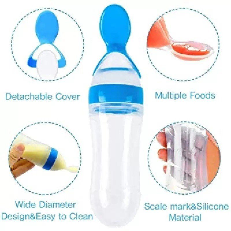 Baby Silicone Spoon Feeder 125ml | BPA Free Baby Food Feeding Bottle Spoon thumbnail 4