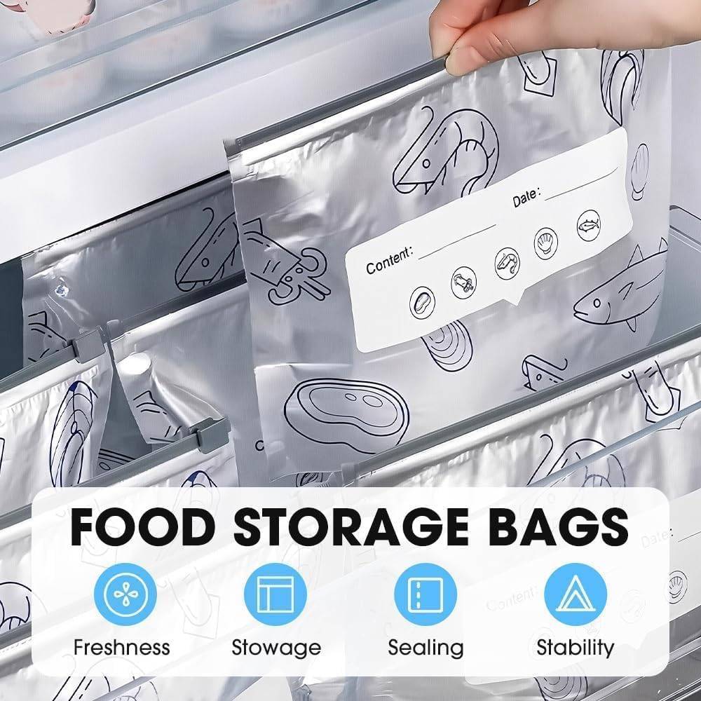 Aluminum Foil Zip Lock Bags for Food Storage (10 Pcs) - Leakproof & Reusable thumbnail 2