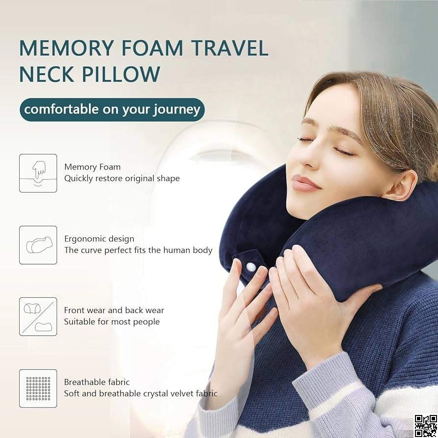 U-Shaped Neck Pillow, Memory Foam Travel Pillow, Comfortable Neck Pillow with Head and Neck Support thumbnail 3