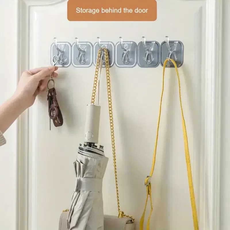 6Pcs Self Adhesive Hook Key Storage Hanger for Kitchen Bathroom Door Wall thumbnail 2
