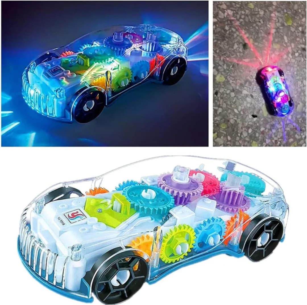 Transparent Car Toy for Kids, Storio 3D Baby Car Toy with 360 Degree Rotation, Gear Simulation Mechanical Car with Sound Music & Light Toys for Kids Boys & Girls thumbnail 3