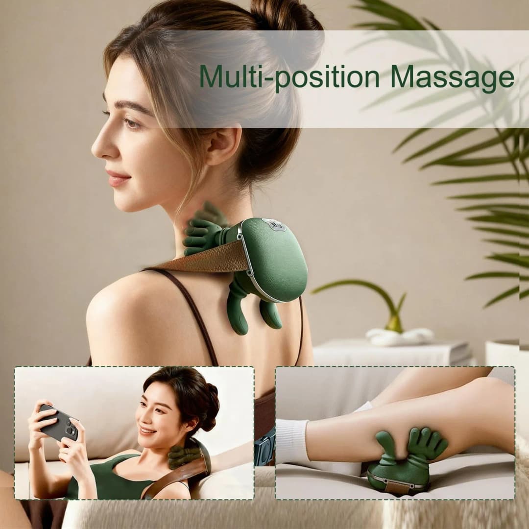 Portable Neck & Shoulder Massager with Heat Compress – Rechargeability Hand Simulation Relief Machine thumbnail 3