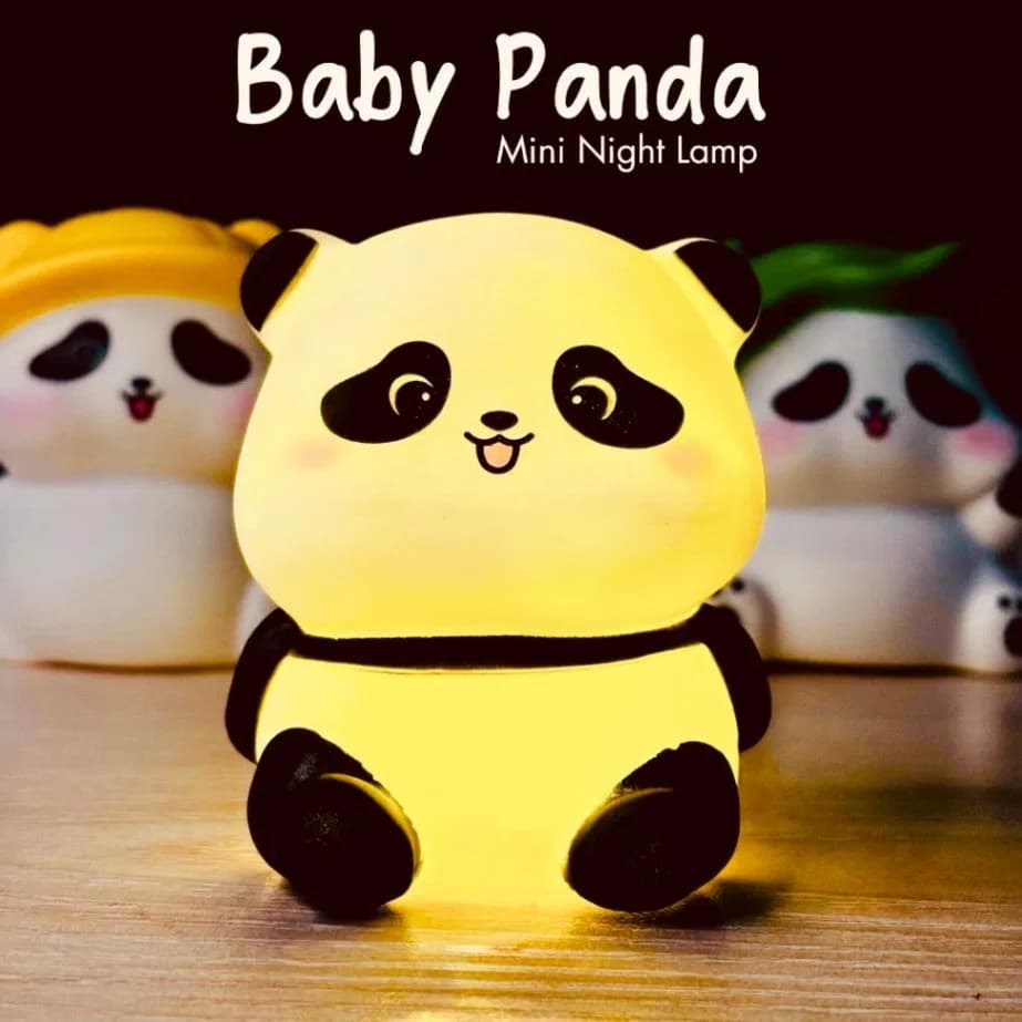 Panda LED Night Light Living Room Cute Panda Plastic Lamp Bedside Decor Creative Kids Night Light Birthday Gift Cake Decor