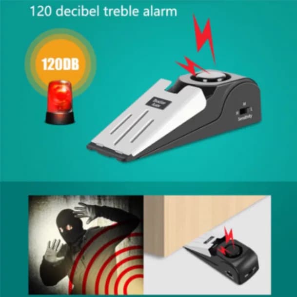 Wireless Door Stop Alarm Stainless Steel 3 Sensitivity Level Sensor Wedge-shaped Portable Home Office Travel Security Protection thumbnail 4