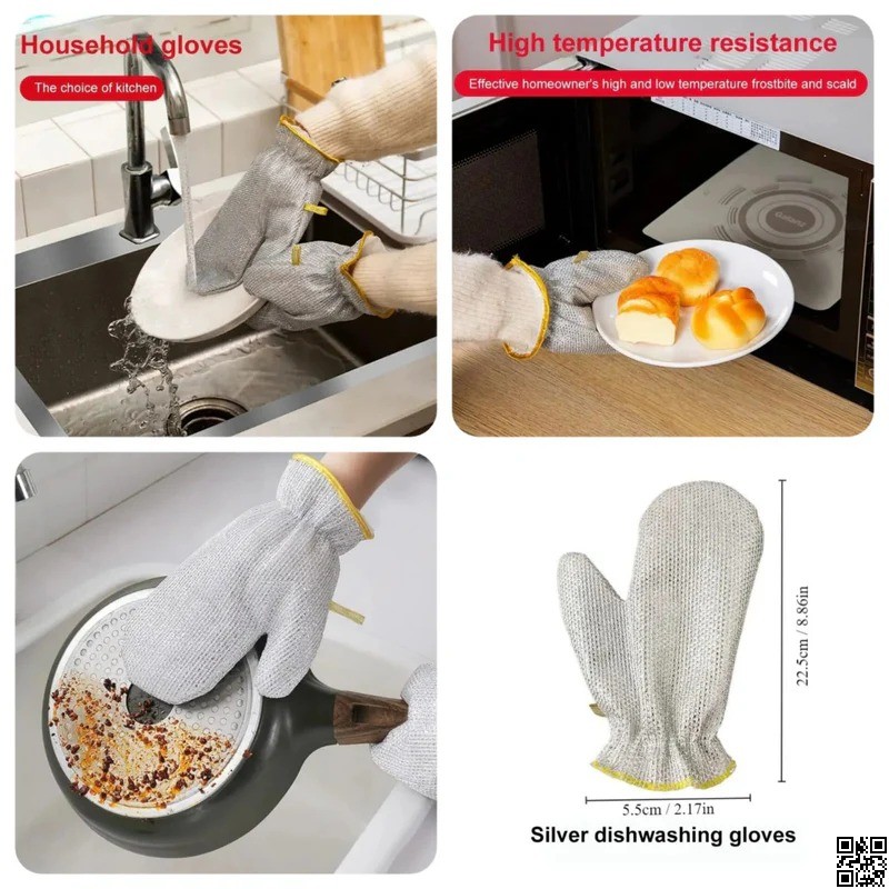 Steel Wire Dish Cleaning Gloves – Waterproof Kitchen Scrubber Gloves thumbnail 3
