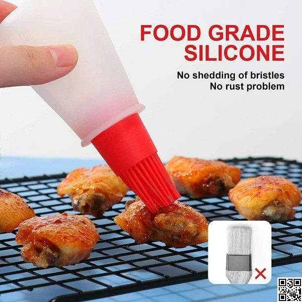 BBQ Oil Brush Bottle – Silicone Basting Brush with Oil Dispenser