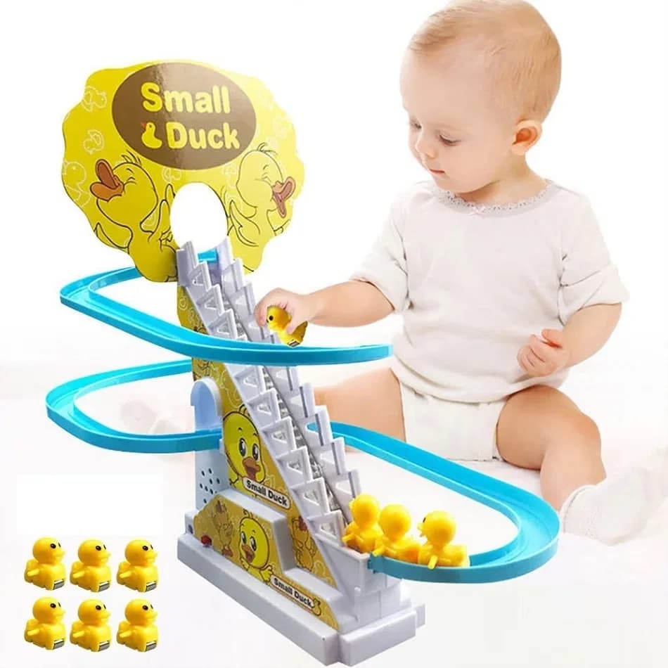 Game with Small Duck, Happy Duck Race Toy – Automatic Duck Climbing & Racing Track