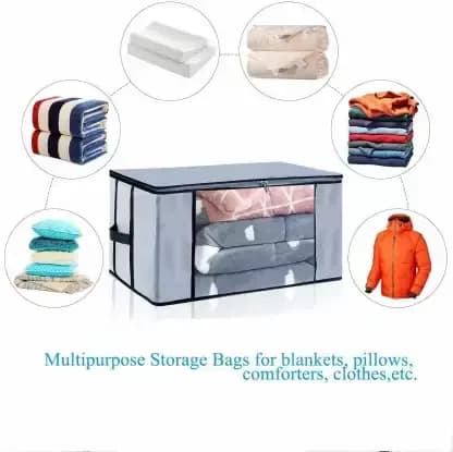 Blanket Storage Bag, Foldable Space-saving Non-woven Fabric Folding Stackable Blanket Storage Bag for Wardrobe thumbnail 7