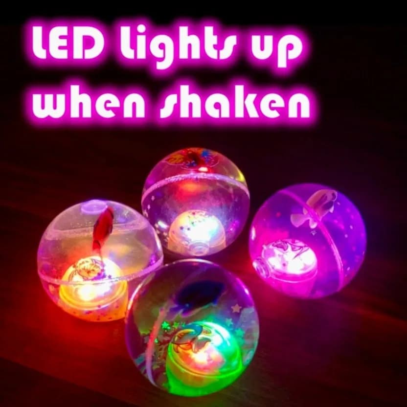 LED Flashing Bouncing Ball for Kids, Fun Toy Ball for Toddlers and Kids, Transparent Water Filled Rubber Ball