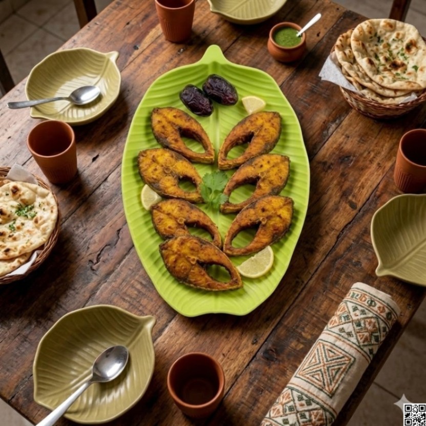 Banana Leaf Shape Plastic Serving Plate – Reusable Green Banana Leaf Design Dining Plate thumbnail 4