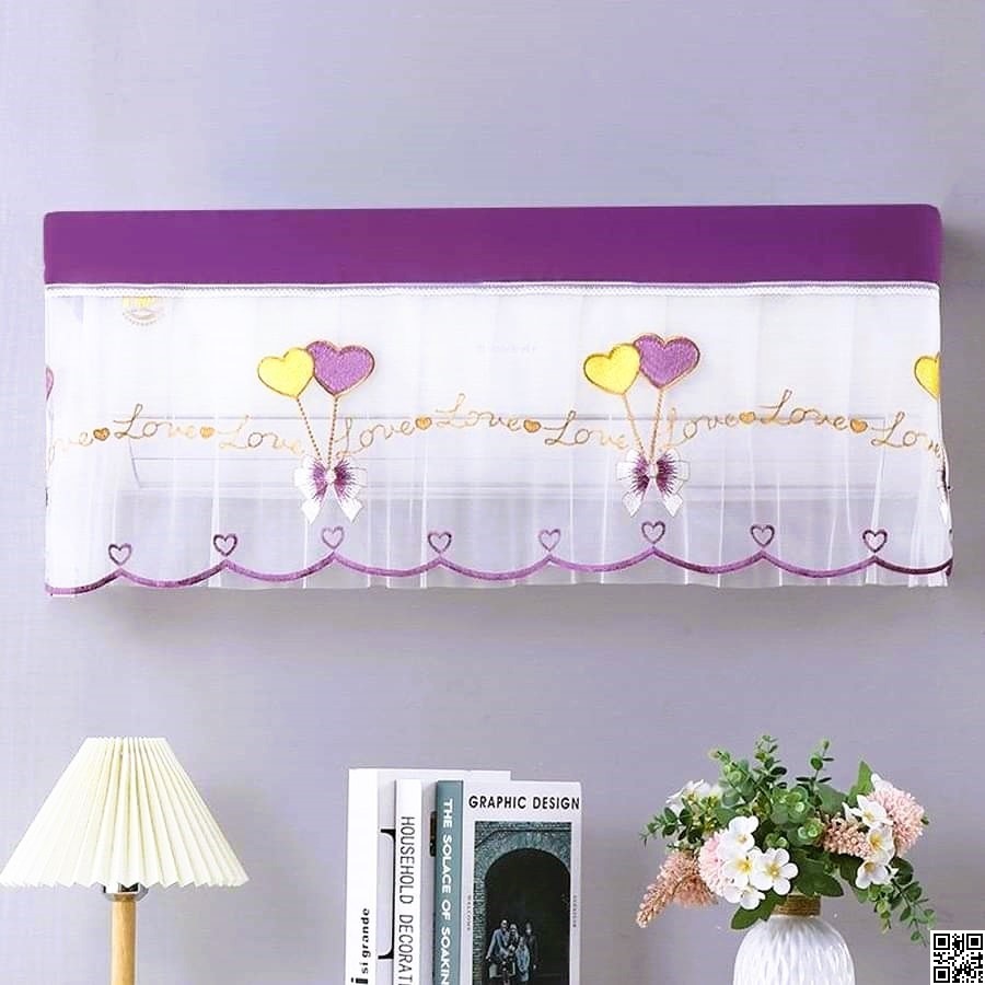 110 cm / 1.5 to 2 Ton Embroidered Net Split AC Cover | Premium Embroidered AC Cover - Dustproof & Breathable thumbnail 2