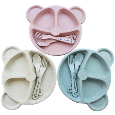 Baby Feeding Plates Cartoon Dinner Plate Set – Divided Baby Plate with Spoon for Toddlers thumbnail 4