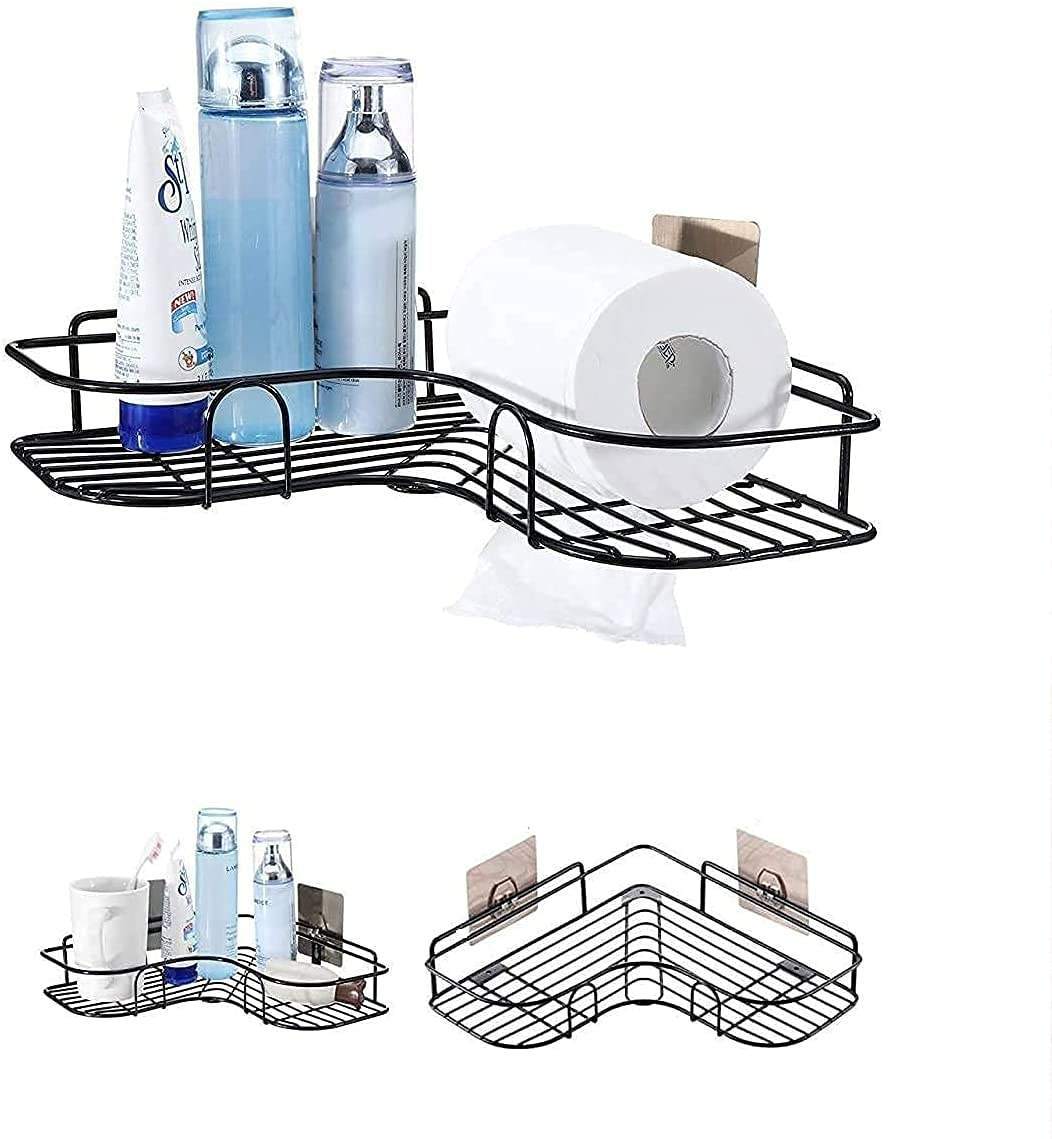 Metal Kitchen Bathroom Corner Rack Storage Shelves with Strong Adhesive Sticker thumbnail 3