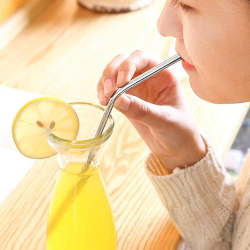 4 Pcs Reusable Stainless Steel Drinking Straw Set with Cleaning Brush (Pack of 5) thumbnail 5