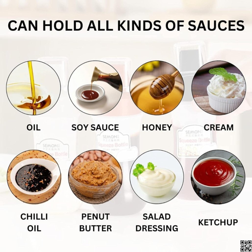 Squeeze Bottle Condiment Bottles – Hot Sauce Dispenser, Refillable Multipurpose Kitchen Tool thumbnail 5