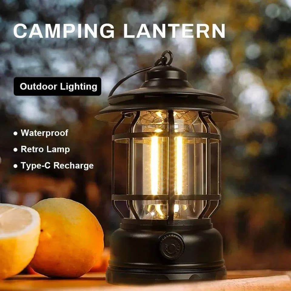 Retro Portable Camping Lantern Rechargeable Light, Camping Lamp thumbnail 3