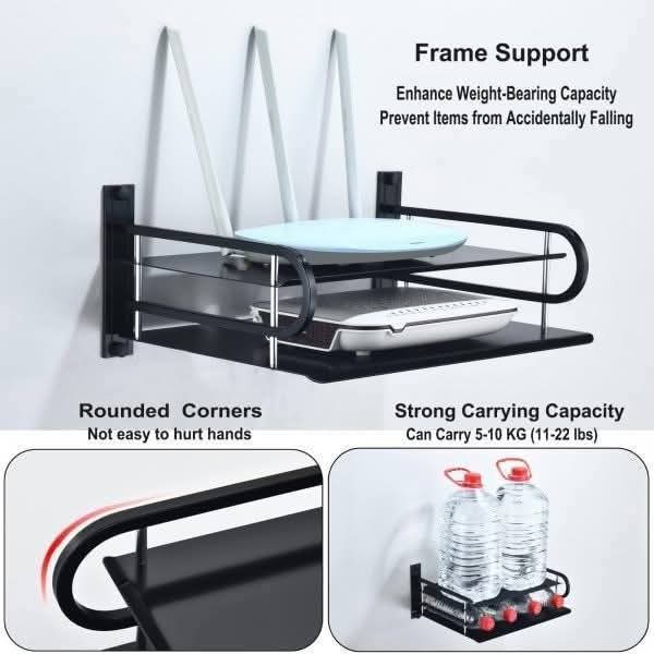 2 Layer Wall Mounted Metal WiFi Router Stand | Double Layer Router Shelf for Home & Office thumbnail 5