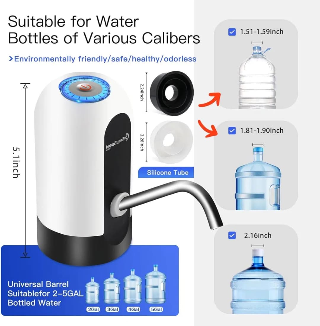 Automatic Water Dispenser with Switch & USB Charging – Electric Water Pump thumbnail 6
