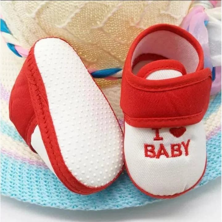 Newborn Baby Cotton Soft Shoes 0-12 Months – I Love Baby Soft Sole Infant Shoes for Newborn Boys & Girls thumbnail 3