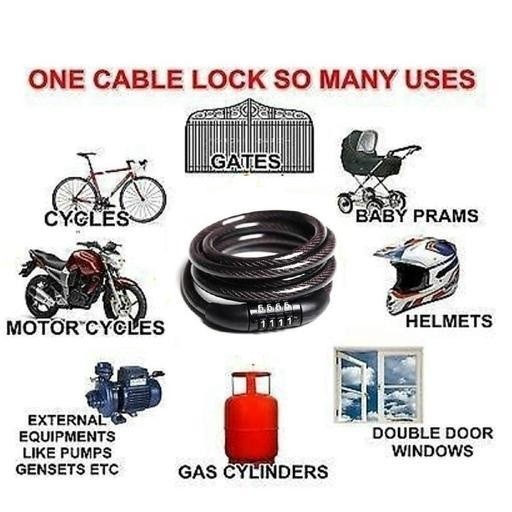 Bike Helmet Lock 4 Digit Combination | Anti Theft Motorcycle Helmet Cable Lock for Bike Bicycle thumbnail 5