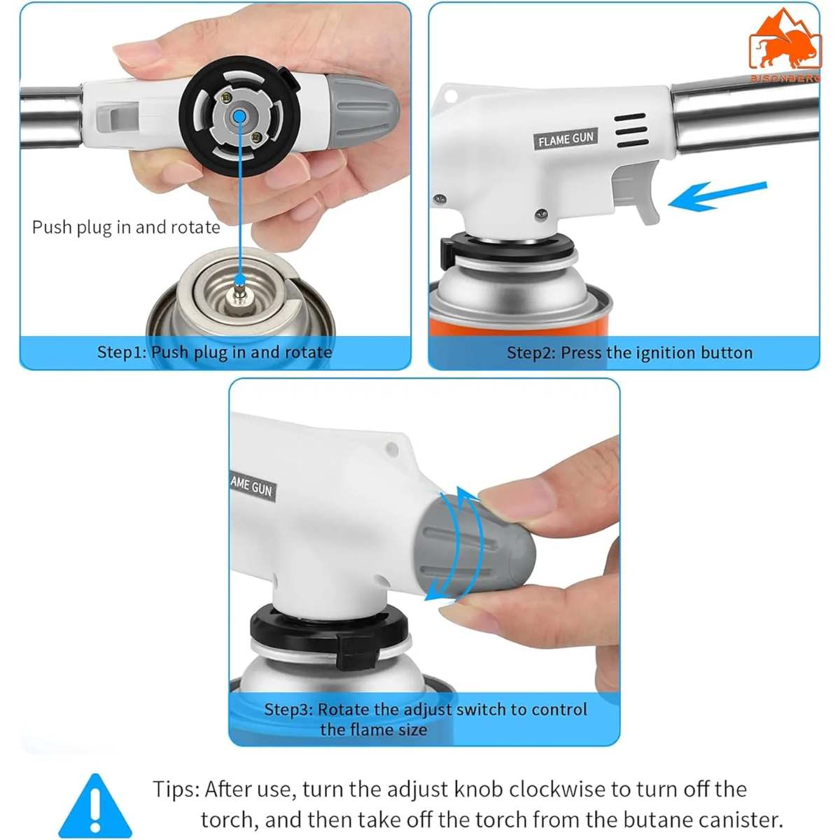 Automatic Flame Gas Torch, Butane Torch Kitchen Blow Lighter - Culinary Torches Chef Cooking Professional Adjustable Flame with Reverse Use for Creme, Brulee, BBQ, Baking, Jewelry thumbnail 7