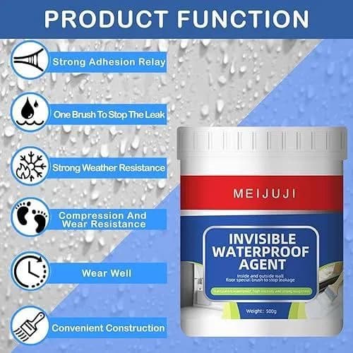 300gm Transparent Waterproof Coating, Invisible Waterproof Leak Repair Agent for Roofs, Walls, and Garden, Anti-Leakage Roof and Wall Sealer thumbnail 2