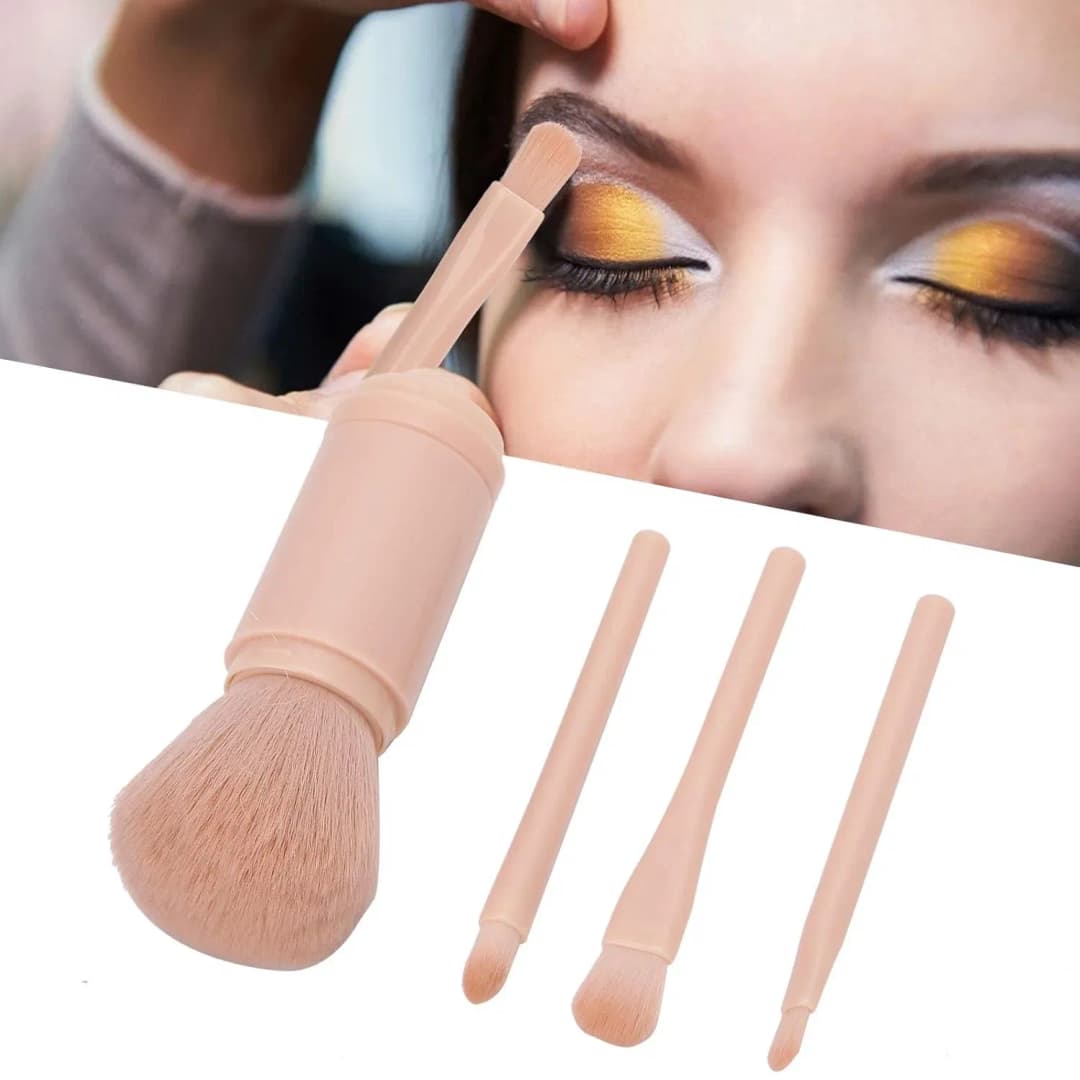 4 in 1 Makeup Brush Set, Professional Cosmetic Makeup Brushes-use Retractable Mini Facial Makeup Tool