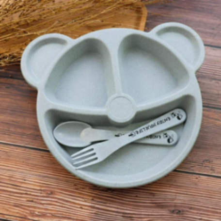 Baby Feeding Plates Cartoon Dinner Plate Set – Divided Baby Plate with Spoon for Toddlers thumbnail 2