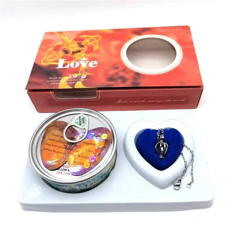 Love Wish Pearl Pendant Necklace Gift Box Natural Oyster Pearl Necklace Romantic Jewelry Gift for Birthday thumbnail 3