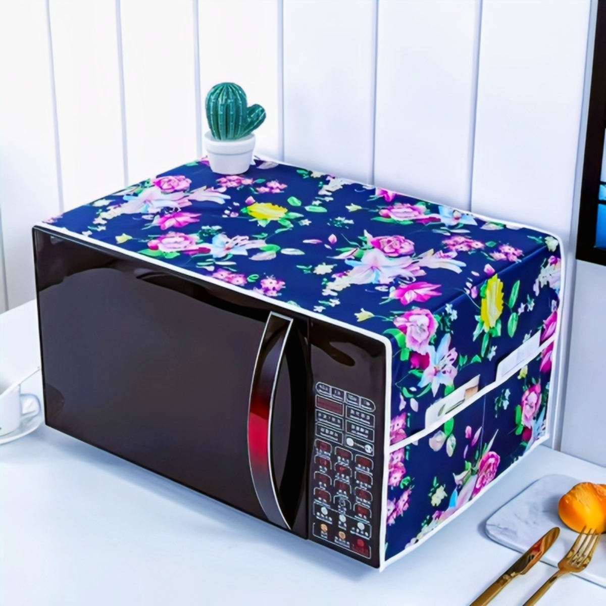 Oven Cover - Blue Print Microwave Oven Cover | Waterproof Dustproof Protector