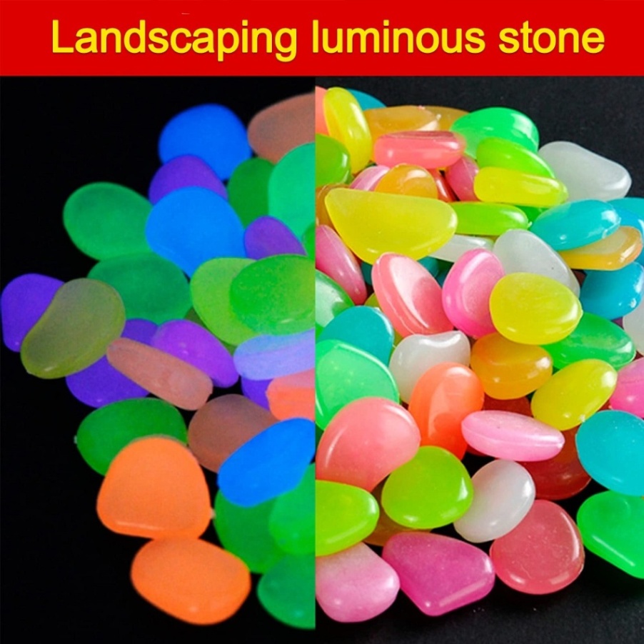 100pcs Luminous Glow Pebbles – Colorful Radium Stones for Garden & Aquarium Decor thumbnail 4