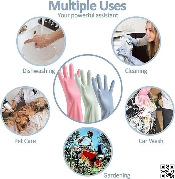 PVC Kitchen Gloves 2Pcs, Silicone Dish Washing Kitchen Hand Gloves, Half Hand Kitchen Gloves thumbnail 6