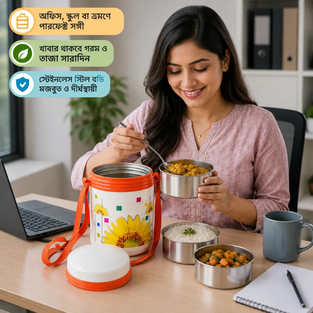 Kiam 3 Bati Lunch Pot, Kiam Monalisa Tiffin Carrier Lunch Pot 3 Bati thumbnail 3